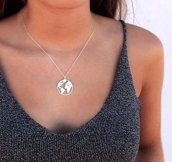 World Map Necklace Globetrotter Necklaces Gold Map Pendant World