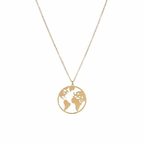 World Map Necklace Globetrotter Necklaces Gold Map Pendant World